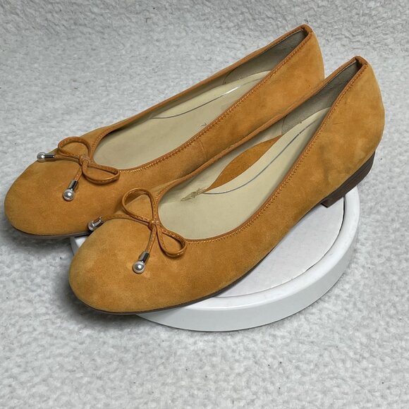 ARALuftpolster High Soft Shoes Flats Womens Sz 7 Orange Suede Cushioned Insole - Picture 1 of 10